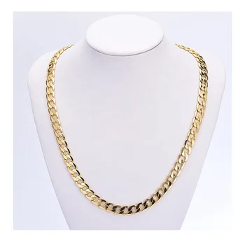 New Design Men Copper Jewelry 14K Gold Plated cuban link Chain