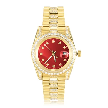 OEM custom 18k gold stainless steel diamond magnetic quartz wrist watch for men