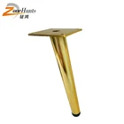Antique Round Golden Color Incline Sofa Foot Tapered Chromium Plated Metal Couch Foot