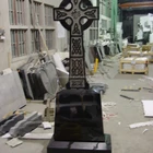 Celtic Granite Headstone Monument China Absolute Black Granite Celtic Cross Design Cemetery Headstones Monument