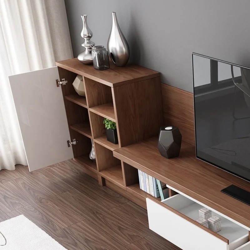 Hot Sale Living Room Furniture MDF High Gloss Storage Sectional Modern TV Stand Wood Cabinet