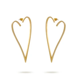 LILIFLOR 18K Gold Plating Stainless Steel Jewelry Hollow Big Heart Earrings Gold Color For Women Party Drop Earings BE171037