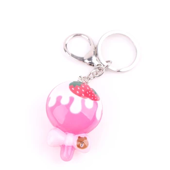 Custom cute lollipop silicone led keychain acrylic key ring