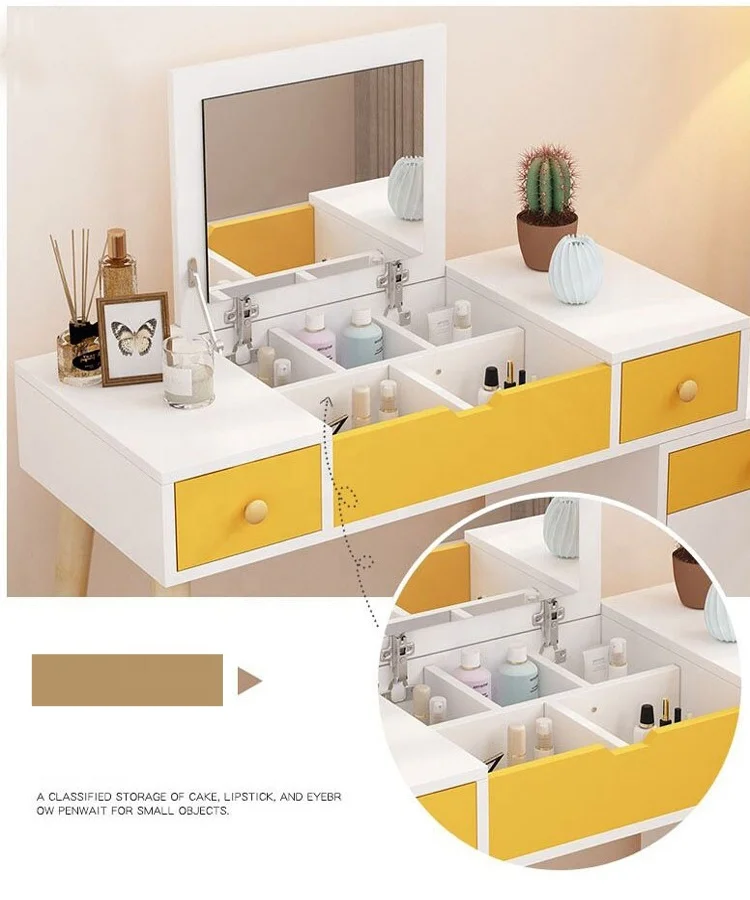 2021 hot sale popular fancy design modern mirror dressing table set with stool