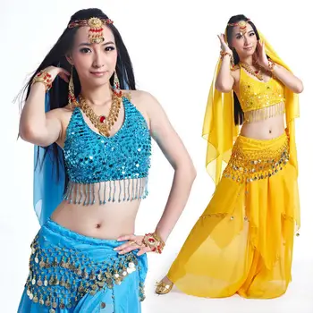Hot Sale Belly Dance Outfit With Sequins Beaded Bra And Belt