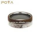 And Titanium Wedding Band Rings Titaniumrings Men's Women's 8mm Deer Antler And Whiskey Barrel Oak Wood Inlay Comfort-Fit Titanium Wedding Band Rings