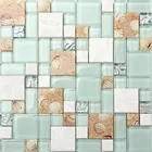 Aqua Mix Glass Beach Conch Mother Of Pearl Resin Countertop White Lip Pearl Shell