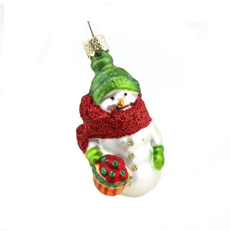 Old World Christmas Gleeful Snowman Blown Glass Christmas Ornament 