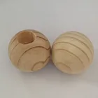 Beads Wooden Beads Round Wood 45mm Natural Pine Wood Beads Round Wooden Ball Half Hole For DIY Crafting Project