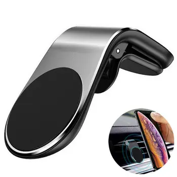 Universal L Type Mobile Air Vent Clip Stand Magnetic Holder Car Phone Mount
