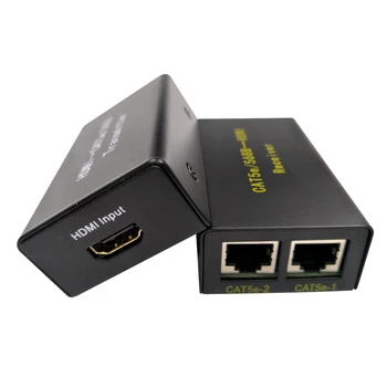 HDMI To Dual RJ45 Port Network Cable Extender Over CAT-5e CAT6 1080p up to 30m Metal shell Extender