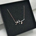 925 Silver Jewelry Sterling Silver Pendant Necklace 925 Custom Rose Gold Plated 925 Silver Jewelry Pendant Love Birds Pendant Sterling Silver Necklace