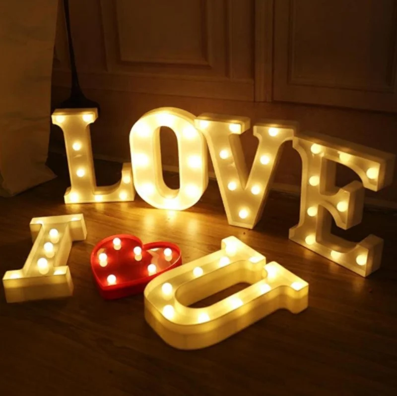 A 3D 26 Letter Alphabet LED Marquee Sign Light Indoor Wall Hang Night Lamp 