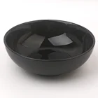 Black Ceramic Bowls 18cm Round Matte And Glossy Black 2 Tone Color Ceramic Porcelain Stoneware Soup Service Bowls