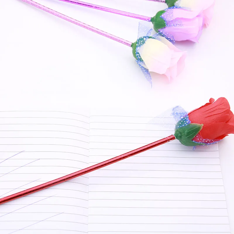 New Artificial Flowers Rose Ball Pen Valentine'S Day Gift Gift Rose Decoration Desk Couple Ballpoint Pen