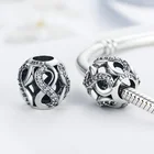 Silver Charm Sterling Silver Zircon Round Infinity Hollow Charm