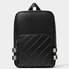Black School Bags Oem Custom Logo Black Pu Leather Waterproof Laptop Backpack Travel Rivet School Bags For Men