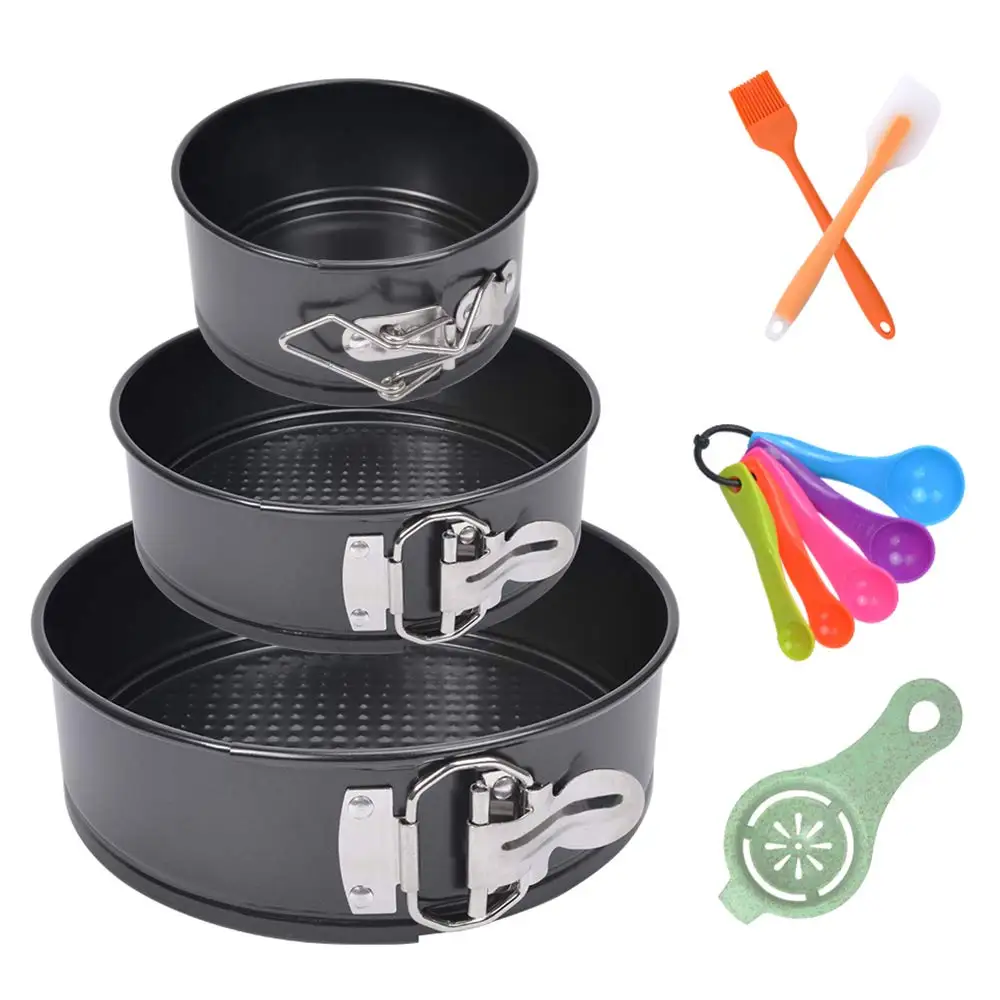 and Removable Bottom Random Style ORYOUGO Set of 3 Nonstick Cake Springform Pan 4inch 9 inch Heart and Round Cheesecake Pan Modelling Pastry Baking Tool with Quick Release Latch 