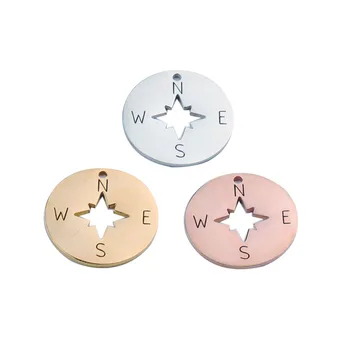 Stainless Steel Mirror Polished Trendy Gold Color Rose Gold Color DIY Jewelry Making Compass Disc Charm