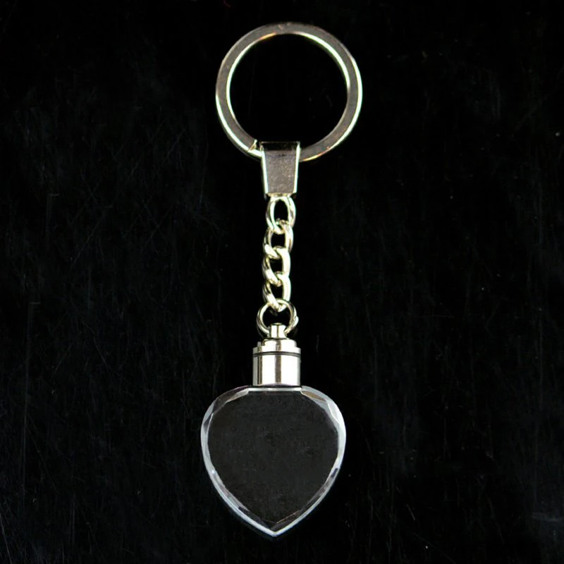 Wholesale Blank Personalized Glass Key Ring Laser Heart Stone Key Chains Box Promotional Gifts Custom Car Crystal Logo Keychain