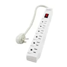 Wall 6 Outlets Built In Safety Circuit Breaker Angle Plug AC Wall Power Strip