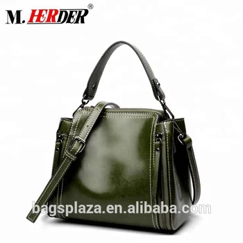 Guangzhou small wholesale jing pin leather bags green wax oil bucket bag leather bag women