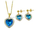 Gold Wedding Earring Alibaba Hot Sale Gold Gemstone Stainless Steel Fashion Wedding Jewelry Set Earring Set