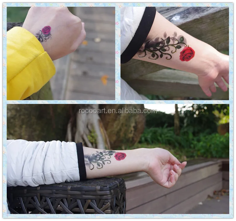Qc611/women Body Temporary Tattoos- 3d Blue Red Rose Flower Tattoo For  Girls - Buy 3d Tattoo,Flower Tattoo For Girls,Waterproof Temporary Body  Tattoo Product on 