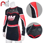 Uniform AB Crystal Design Your Own Crop Top RED Cheer Leader Custom Cheerleading Uniform