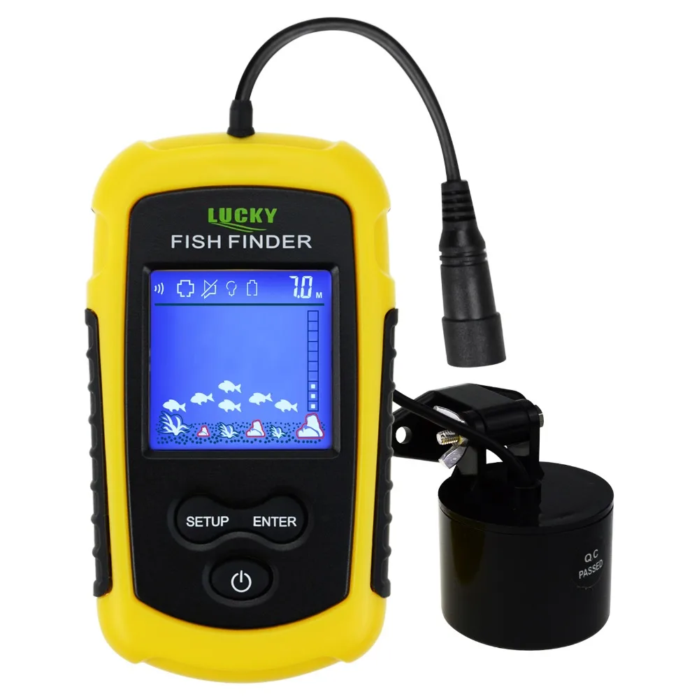 LUCKY Fish Finder Sonar Sensor Wired Transducer 100m 328ft Depth Range with Fluorescent Backlight for Night Fishing 