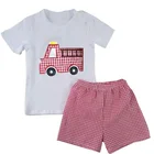 Design Boys 2019 4th Of July New Design Summer Wholesale Boys Cotton Seersucker Shorts Usa Kids Clothing With Applique