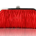 Bag Evening Luxury Pleated Satin Women Clutch Bag Evening Party With Metal Frame