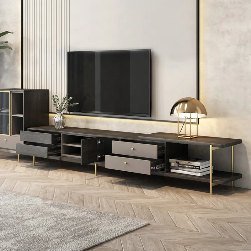 Luxury Style Black Tv Table Furniture Storage drawers Cabinets Tv Stand Living Room Furniture