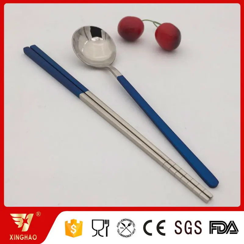 Travel Portable Stainless Steel Spoon Chopsticks 2 in 1 Tableware Set For Plastic Bag