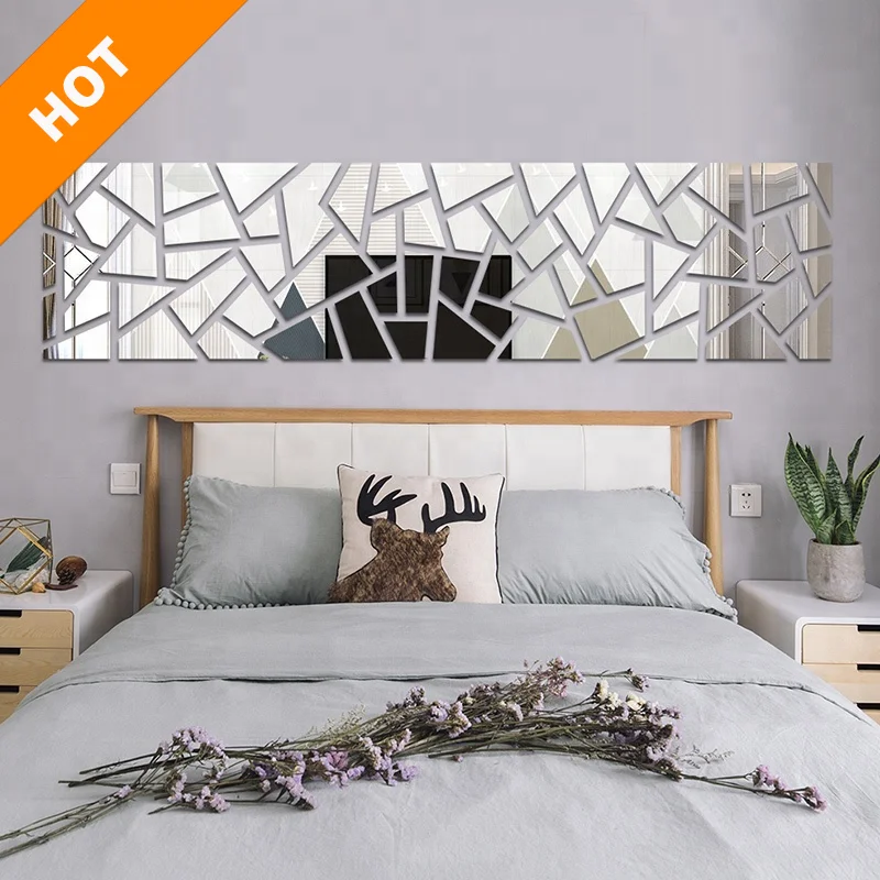 Details about   10Pcs 3D Mirror Wall Stickers Acrylic Wall Border Decals Modern DIY Home Decor 