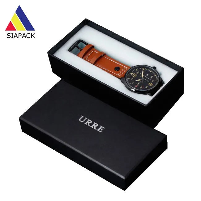wholesale luxury custom logo black cardboard watch box packaging