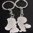 Key Chain Fashion Heart Key Ring Silver Color Lovers Love Key Chain Valentine's Day Gift 1 Pair Couple I Love You Keychain