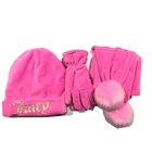 Hat Scarf Winter Girl Hat Gloves Scarf Three-piece Factory Direct Winter Warm Knit Hat Scarf