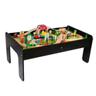 Toy Train Wooden Toy Train Wholesale Preschool 90PCS Railway Wooden Toy Train Table For Children W04C009B