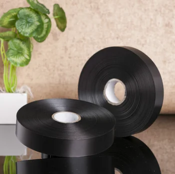 High quality 100% polyester ribbon barcode printing black satin ribbon