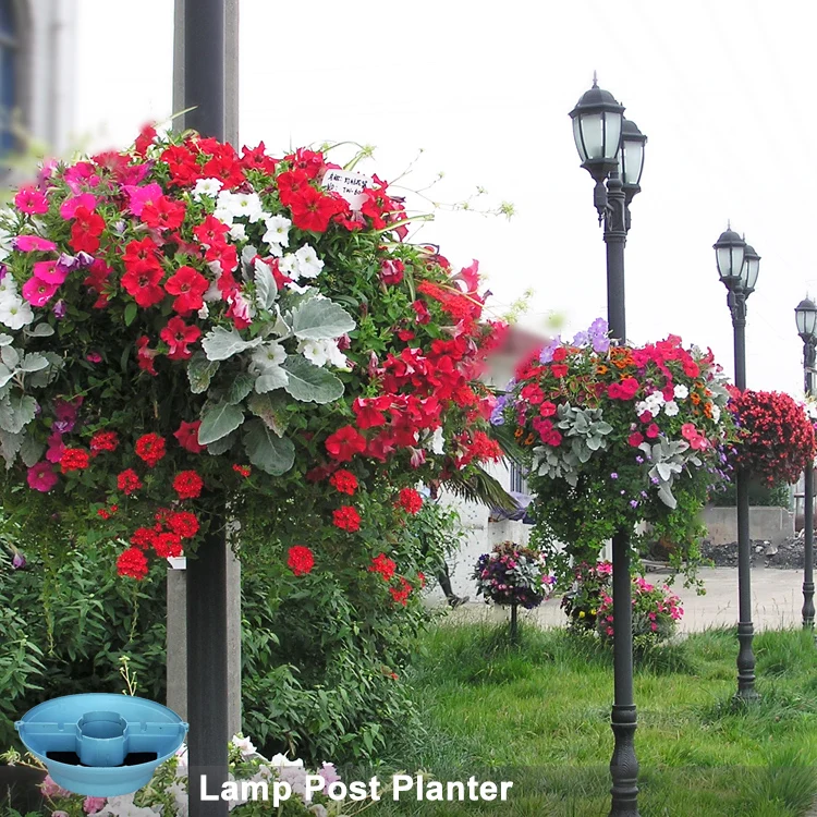 lamp post with flower pot