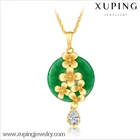 Jade Pendant Short Necklace XL4167 Xuping Gold Plated Jade Jewelry Short Gemstone Pendant Necklace