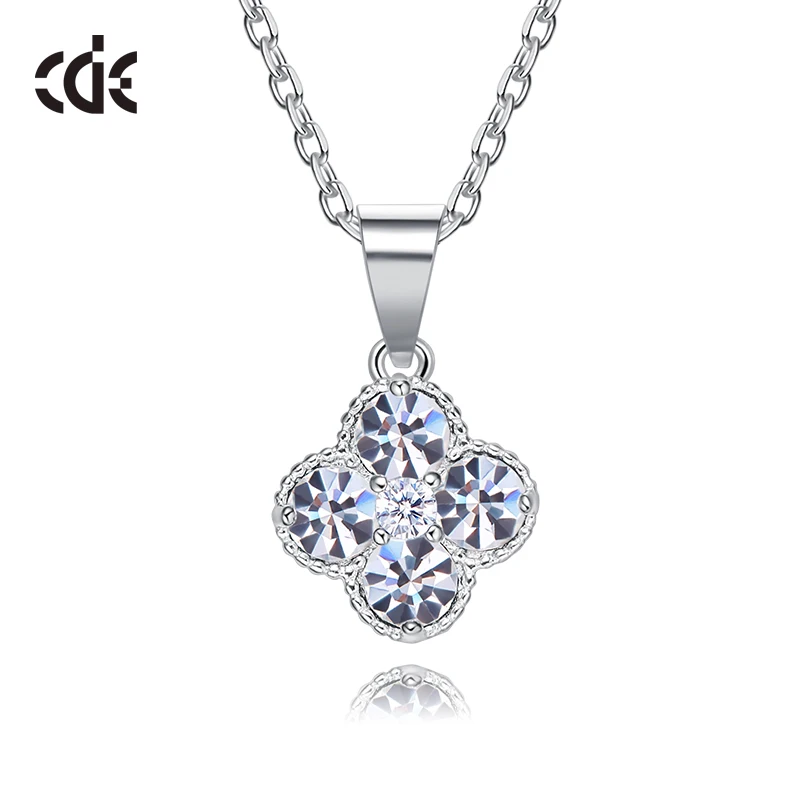 Crystal Lucky Jewelry 925 Silver Four Leaf Clover Necklace