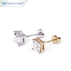 Earrings Earring 14k Tianyu Gems High End Quality 14k/18k Gold Princess Cut Moissanite Diamond Earrings
