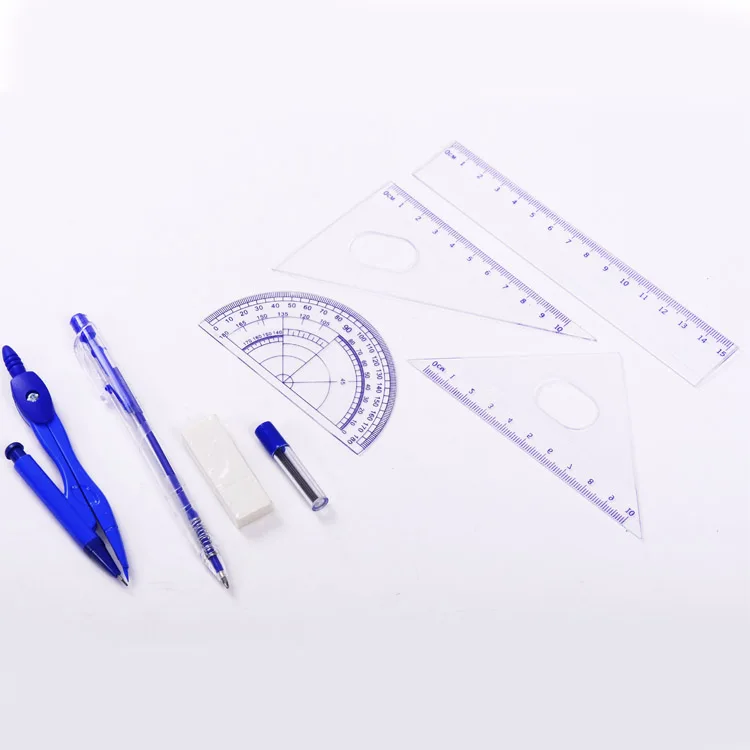 Wholesale B2c 8pcs Student Compass Math School Geometry Box