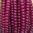 Wholesale loose ruby gemstone beads 5*8mm flat round rondelle shape ruby stone spacer bead for jewelry making