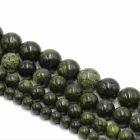Beads Beads Gemstone High Quality Import Round Gemstone Dark Green Jade Beads Natural Russia Nephrite Jade For Jewelry