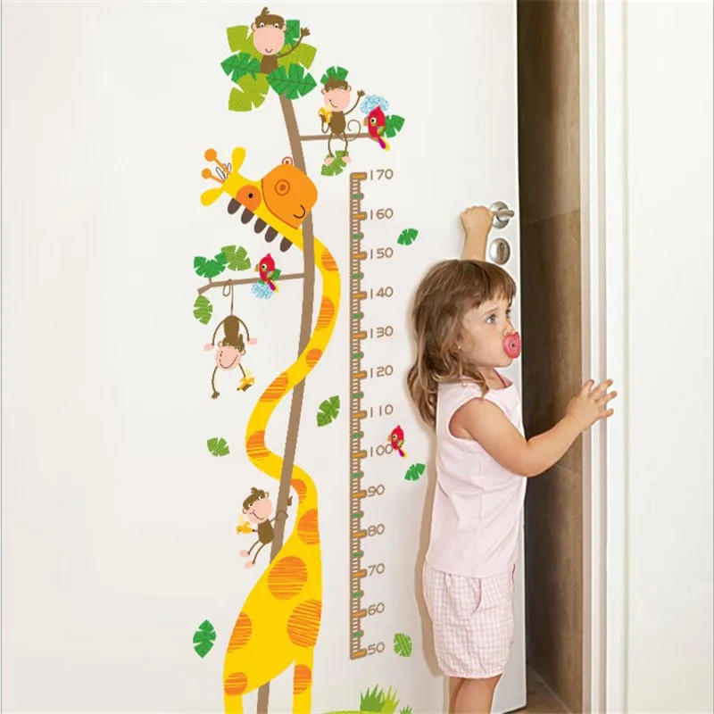 Unionpromo non-toxic pvc animal kids height growth chart wall sticker