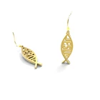 Dangle Retro Christian Jesus Fish Dangle Earrings With Ichthus Charm