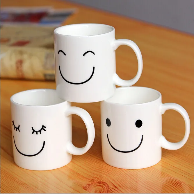 11oz Funny Ceramic Cup Tea and Coffee Mug With Cute Lovely Face LFGB Approved BPA Free